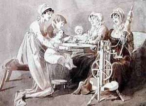 A Woman with her Family at a Spinning Wheel by John Harden