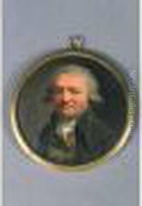 Miniature De Forme Ronde Sur Ivoire.