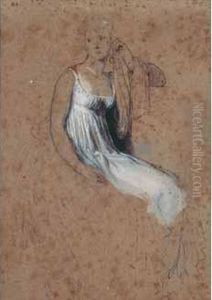 Femme Assise En Robe Directoire Blanche *