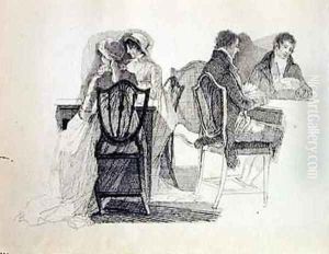 Two groups in an interior by John Harden