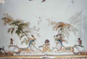 The Boar Hunt detail from the ceiling of La Grande Singerie by Christophe Huet