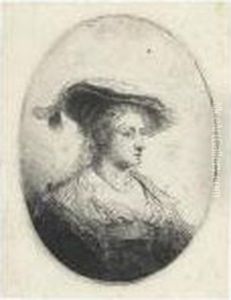 Bust Of A Young Lady With A Plumed Cap (saskia).