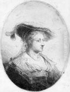 Bildnis Einer Jungen Frau Mit Federhut by Ferdinand Bol