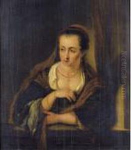 A Young Woman At A Window by Ferdinand Bol