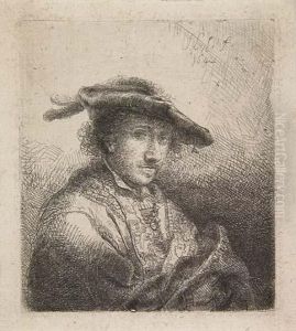 The Young Man Wearing A Plumed Cap. by Ferdinand Bol