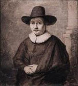 Portrait Of A Gentleman Wearing A Hat, Standing By A Column