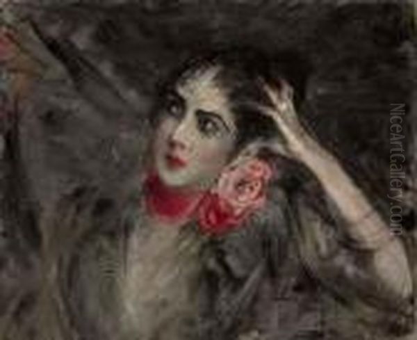 Princess Radziwill With A Red Ribbon Around Her Neck - view 1