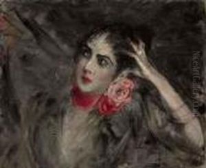 Princess Radziwill With A Red Ribbon Around Her Neck