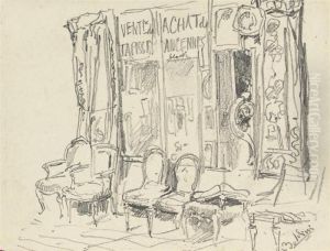 The Exterior Of An Antique Shop by Giovanni Boldini