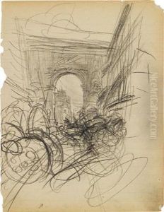 Ansicht Von Paris, Im Vordergrund Ein Wagen by Giovanni Boldini