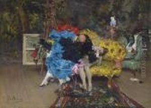 The Model And Mannequin - Berthe In The Studio by Giovanni Boldini