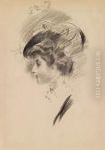 Ritratto Di Donna Di Profilo Con Cappello Diseta by Giovanni Boldini