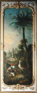 Turkeys Bustards and Rabbits panel from the bedroom of Louis Henri I 1692-1740 Prince de Conde by Christophe Huet