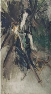Ritratto Di Lina Bilitis Con Due Cani Pechinesi, (1913)