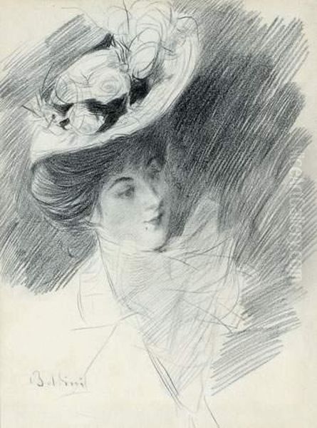 Elegante Au Chapeau, Portrait Presume De Madame De Joss De Couchy - view 1