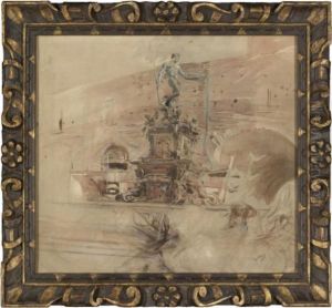 The Fountain Of Neptune In Bologna by Giovanni Boldini