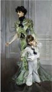 Portrait Of Madame Hugo And Her Son by Giovanni Boldini