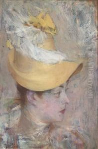 Testa Di Signora Con Capellino Giallo (il Cappello Giallo) by Giovanni Boldini