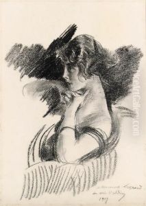 Portrait Of A Girl (recto); And Portrait Of A Lady In A Hat(verso) by Giovanni Boldini