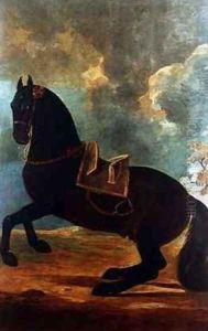 The Bay Stallion with spanish saddle by Johann Georg Hamilton