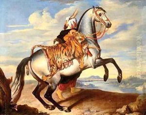 An Arab horse with an oriental groom