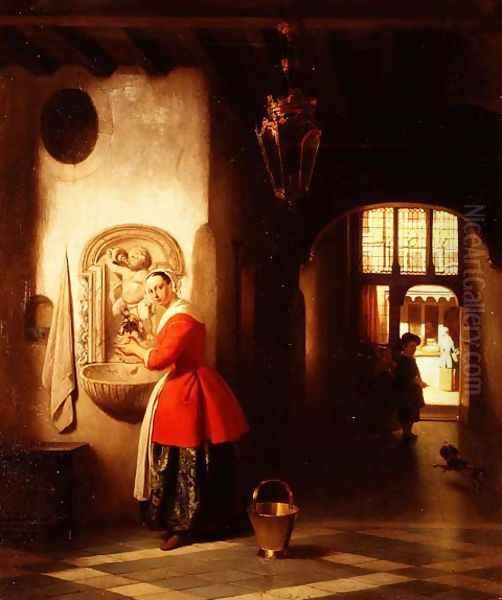 A maid in a hallway - view 1