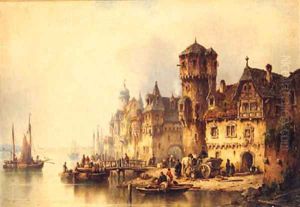 And A Busy Port by Ludwig Hermann