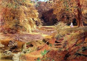 Lady by a rocky stream by Alfred William Hunt