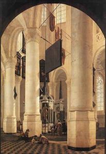 New Church in Delft with the Tomb of Willem the Silent 1650 by Gerard Houckgeest