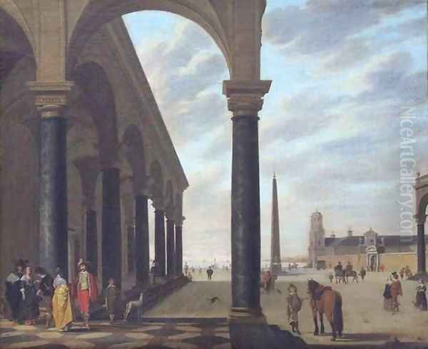 Portico Facing a Square with Obelisk and Figures - view 1