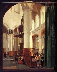 Interior of the Oude Kerk, Delft, with the Pulpit of 1548 by Gerard Houckgeest
