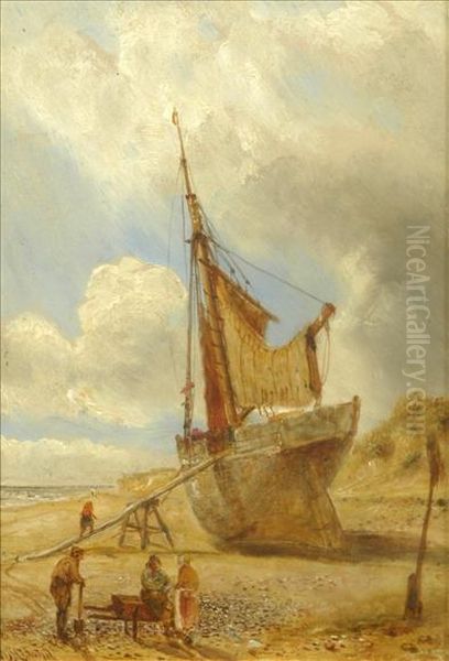 Figures By A Beached Boat - view 1