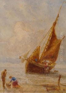 Fishing Boats On The Shore, Possibly At West Kirby by William Joseph Caesar Julius Bond
