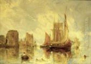 High Tide At Flint Castle by William Joseph Caesar Julius Bond