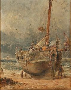 Fishing Boat On The Shore by William Joseph Caesar Julius Bond
