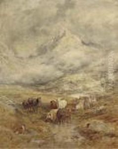 Cattle In A Highland Landscape by William Joseph Caesar Julius Bond