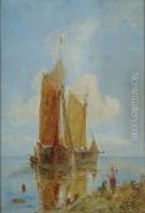 Fishing Boats Off The Coast by William Joseph Caesar Julius Bond