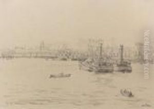 "in The Dockyard, Portsmouth" by Muirhead Bone