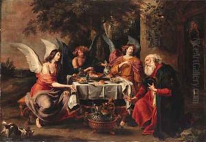 Abraham and the three angels by Willem van, the Elder Herp