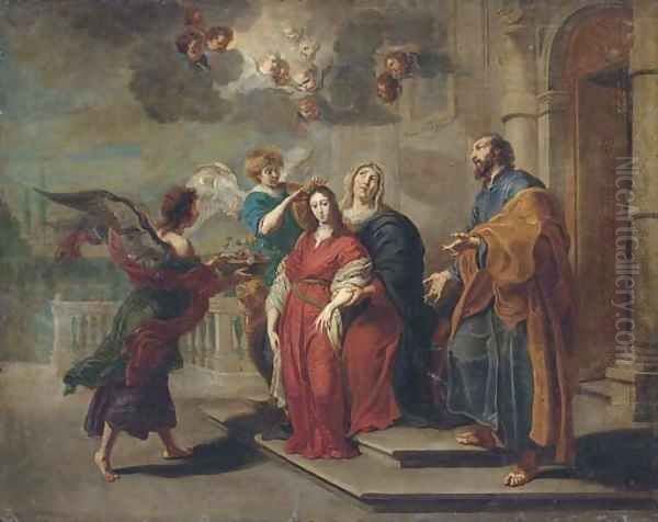 Angels preparing the Virgin for the Presentation in the Temple - view 1