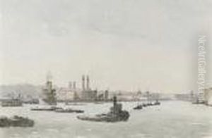 Shipping On The Thames Before Greenwich Hospital