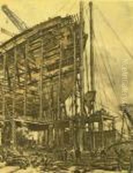 Queen Mary - Completing The Bow Section - view 1