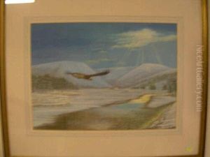 Hills Near Perugia'.pastel Drawing. Rigned To Lower Left 23cm X 34cm by Muirhead Bone