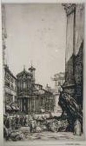 The Trevi Fountain, Rome by Muirhead Bone