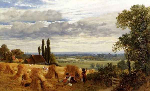 Harvesting Near Newark Priory, Ripley, Surrey - view 1