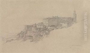 Village With Cathedral by Muirhead Bone