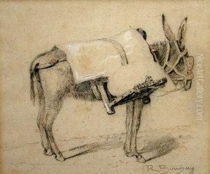 Study Of A Laden Donkey by Rosa Bonheur
