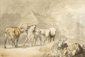 Cattle By A Homestead by Rosa Bonheur