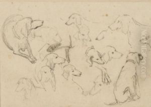 Feuille D'etude De Chiens De Meute by Rosa Bonheur