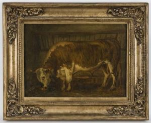 Depicting A Steer At The Feeding Trough by Rosa Bonheur